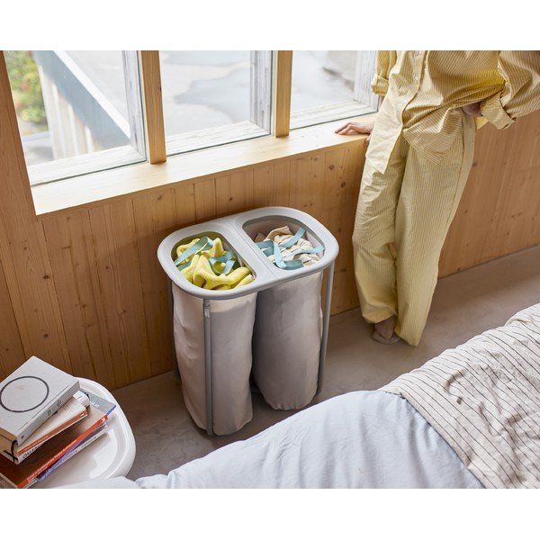 Cesta per il bucato grigio chiaro in tessuto 2x40 l Duo – Joseph Joseph-image-1