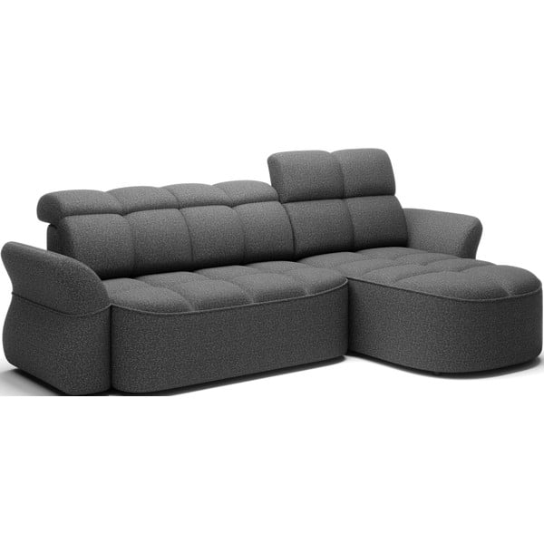 Divano angolare grigio scuro allungabile/con contenitore (con penisola a destra/con chaise lounge) e rivestimento in velluto Beneth – ELTAP-image-2