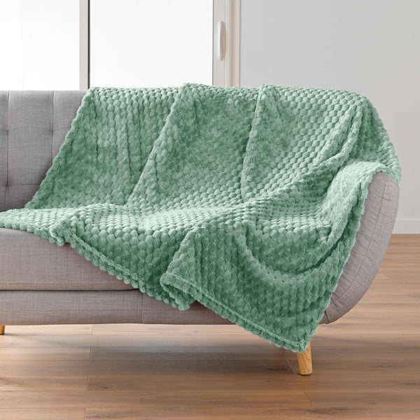 Coperta verde chiaro in microflanella 125x150 cm Mini Frosty – douceur d'intérieur-image-1