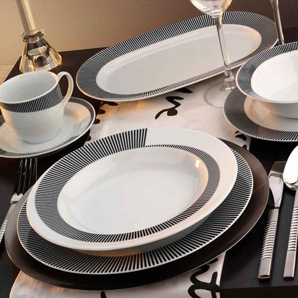 Porcelánový talířový set Classic Grey, 24 ks
