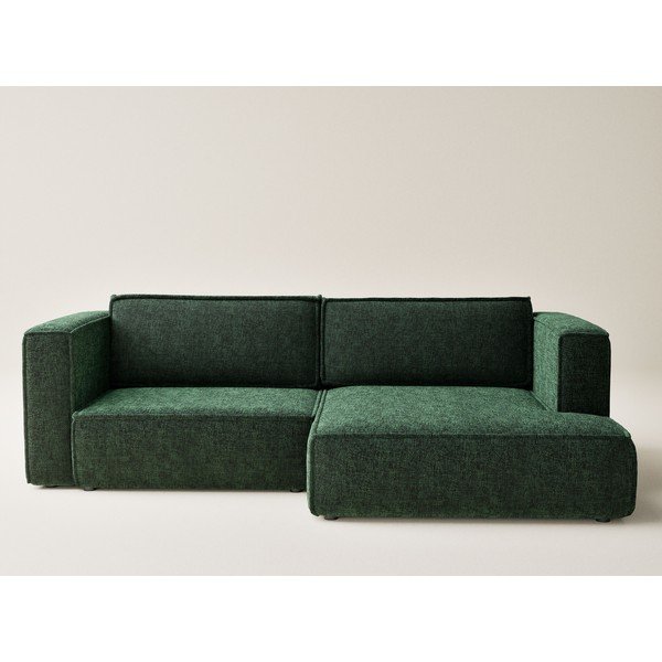 Divano angolare verde scuro allungabile/con contenitore (con penisola a destra/con chaise lounge) con rivestimento in ciniglia Velto – Maison de Rêve-image-2