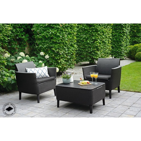 Set da giardino grigio per 2 persone Salemo - Keter-image-1