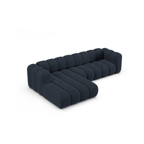 Divano angolare blu scuro (con penisola a sinistra/con chaise lounge) con rivestimento in ciniglia Lupine – Micadoni -image-2