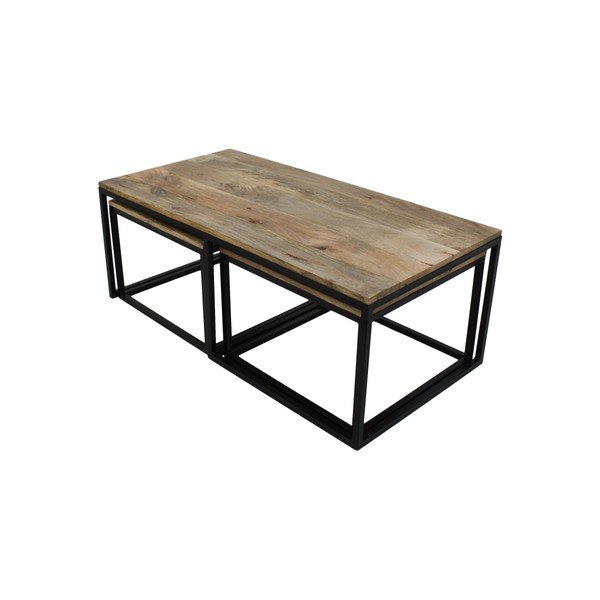 Set di 3 tavolini in legno di mango non trattato collezione HSM Salon - HSM collection-image-2