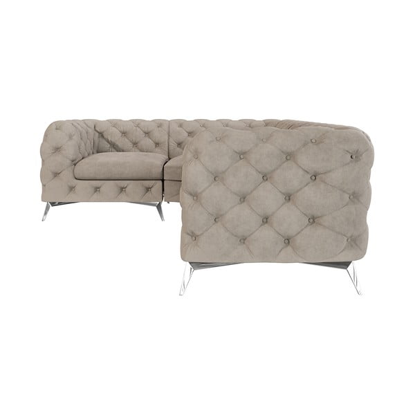 Divano angolare greige (con penisola a sinistra/a L) con rivestimento in velluto Chelsea – Ropez-image-2