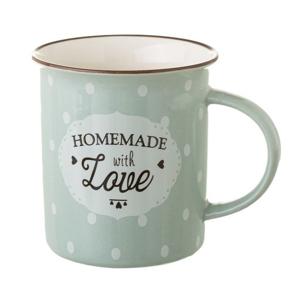 Zeleno-šedý hrneček z kostního porcelánu Unimasa Homemade, 320 ml