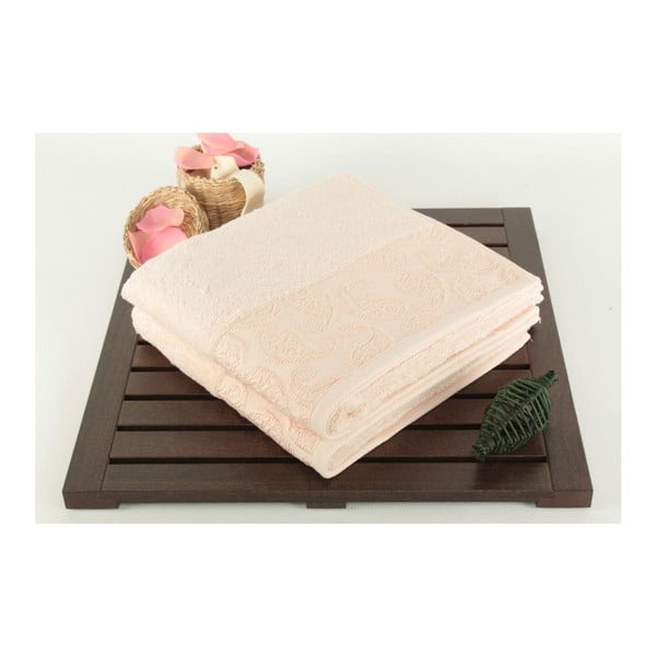 Set di 2 asciugamani da bagno in cotone 100% salmone Sal, 50x90 cm - Foutastic
