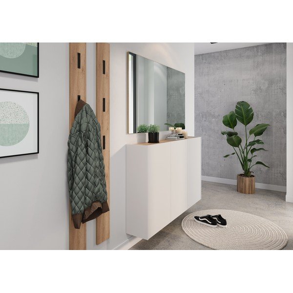 Armadietto color crema con effetto rovere 138x87x25 cm Libbiano – Germania-image-1