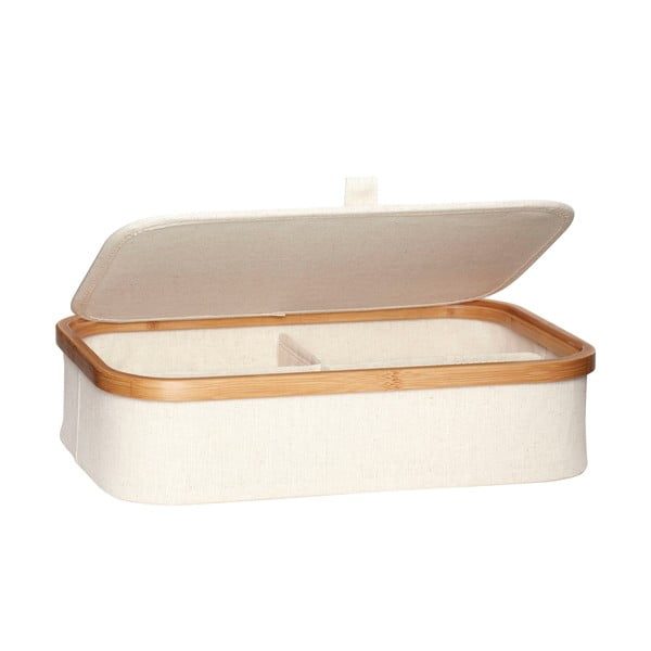 Scatole in set con coperchio beige in tessuto 2 pz 38x26x9 cm Ecru – Hübsch-image-3