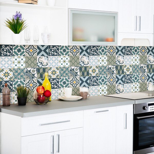 Set di 24 adesivi murali Azulejos Rony, 10 x 10 cm - Ambiance-image-3