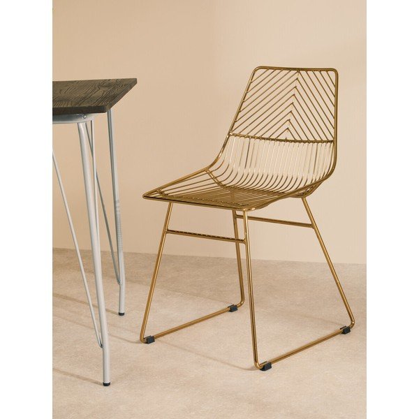 Sedia da pranzo dorata in metallo District – Premier Housewares-image-3