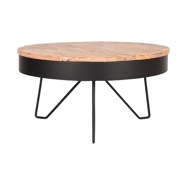 Tavolino nero con piano in legno di mango , ⌀ 80 cm Saran - LABEL51-image-2