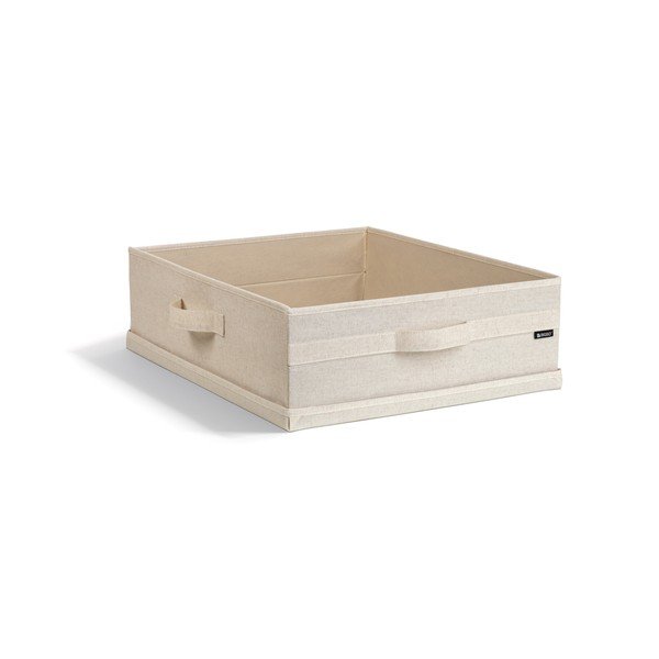 Scatola con coperchio beige in tessuto 46x56x16 cm Soft Storage Low – Bigso-image-1