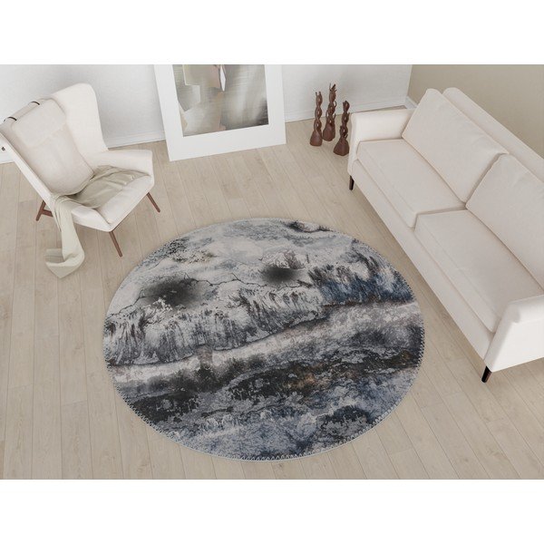 Tappeto rotondo lavabile grigio ø 80 cm - Vitaus-image-1