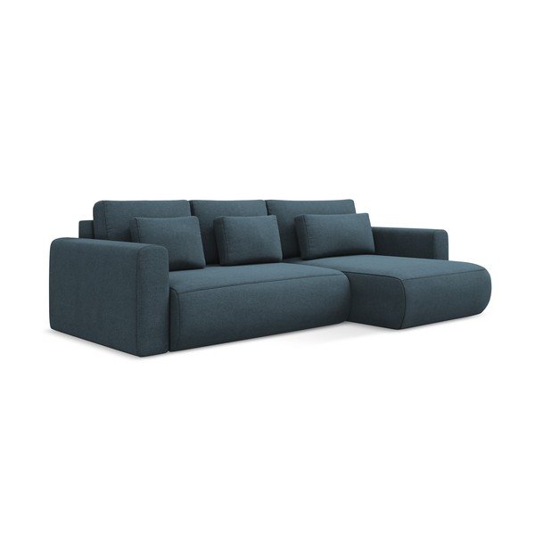 Divano angolare blu allungabile/con contenitore (con penisola a destra/con chaise lounge) Kapua – Makamii-image-1