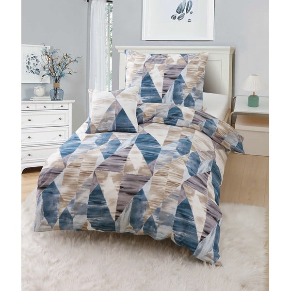 Biancheria da letto blu/marrone in microsatinato per letto singolo 3 pezzi 140x200 cm Eden – JAHU collections