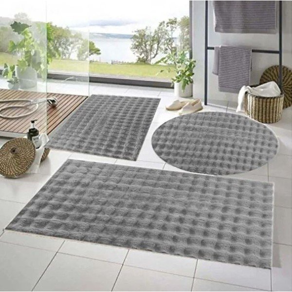 Set di tappetini per il bagno grigi 3 pz 60x100 cm Powder – Mila Home