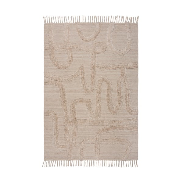 Tappeto beige in lana tessuto a mano 160x230 cm Loma – Flair Rugs