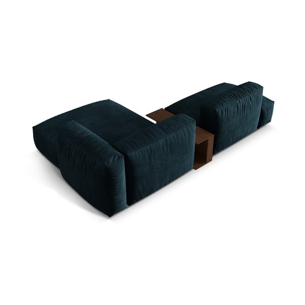 Divano angolare componibile blu scuro (con penisola a destra/con chaise lounge) con rivestimento in velluto Martina – Micadoni -image-3