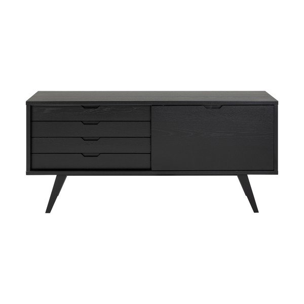 Cassettiera bassa nera in rovere con ante scorrevoli 160x72 cm A-Line - Actona