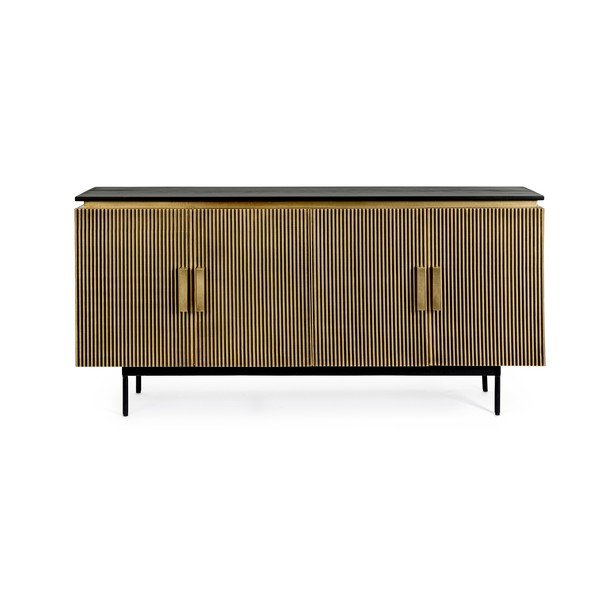 Credenza nera/di colore naturale 160x80x40 cm Virat – Bizzotto-image-1