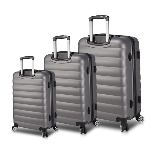 My Valice RESSO Travel Set di 3 valigie da viaggio grigie su ruote con porte USB - Myvalice