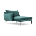 Poltrona lounge in velluto blu petrolio con gambe nere, angolo sinistro Lento - Kooko Home