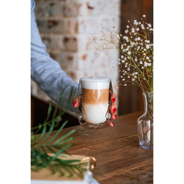 Set di 2 bicchieri da latte a doppia parete, 350 ml Geo - Vialli Design-image-1