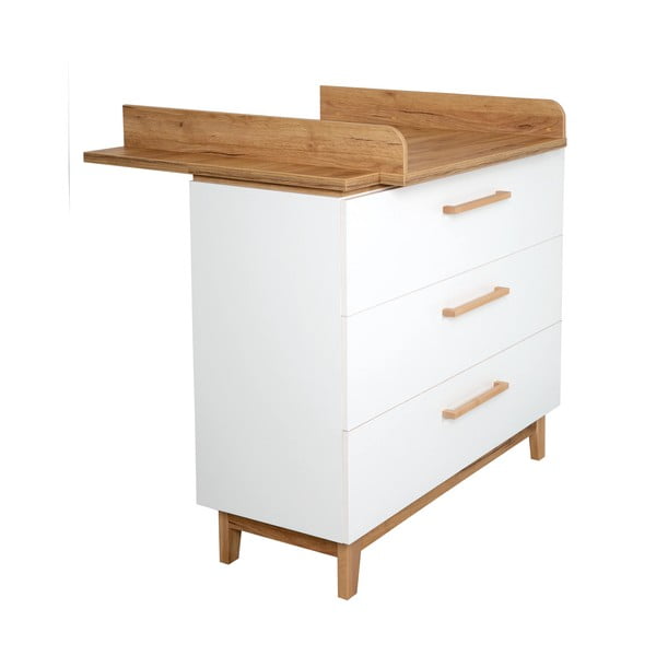 Cassettiera bassa bianca in rovere con fasciatoio 118x104 cm Finn - Roba-image-3