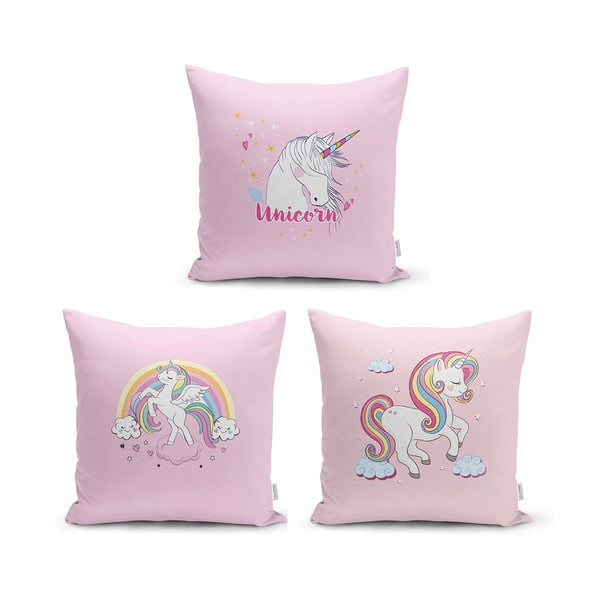 Federe per bambini in set di 3 pezzi Unicorn Pony - Minimalist Cushion Covers