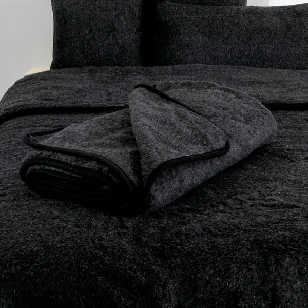 Coperta in lana merino nera, 220 x 200 cm - Native Natural-image-2
