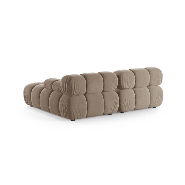 Divano angolare componibile beige (con penisola a destra/con chaise lounge) con rivestimento in velluto – Micadoni -image-3