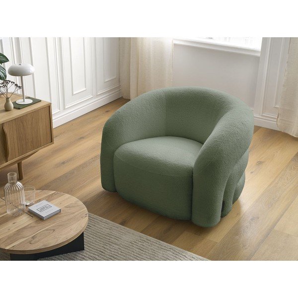 Poltrona verde girevole con rivestimento in bouclé Elina – Bobochic Paris-image-1