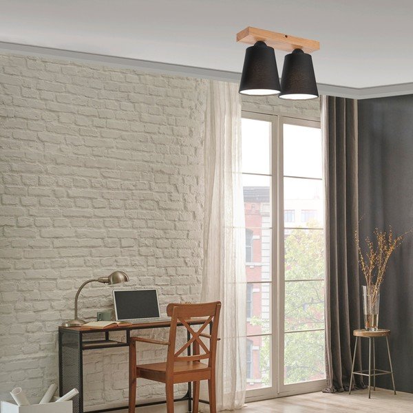 Lampada da soffitto nera con paralume in tessuto ø 15 cm Lula - LAMKUR-image-2