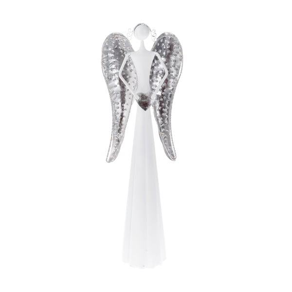 Statua angelo in metallo con luce LED, altezza 49 cm - Dakls