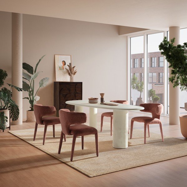 Tavolo da pranzo con effetto pietra 100x201 cm Daila – MOME-image-1