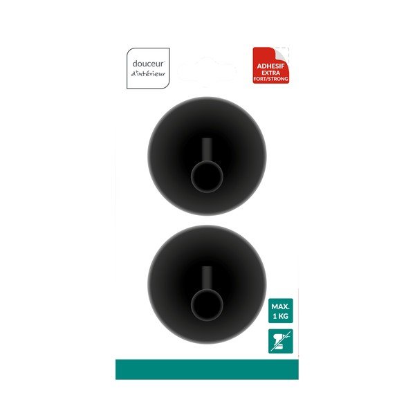 Set di ganci senza foratura color nero opaco in metallo 2 pz Fixeo – douceur d'intérieur-image-1