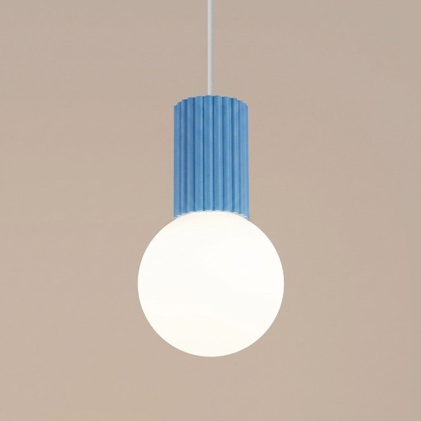 Lampadario azzurro in vetro opale ø 12 cm Orbital – Sollux-image-2