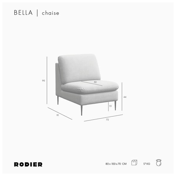 Poltrona beige rivestita in ciniglia Belle – Rodier-image-4