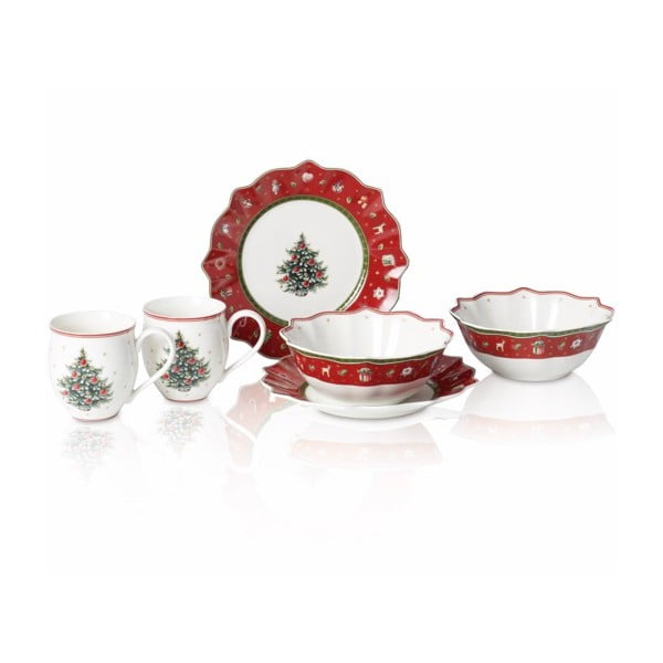 Set di 6 pezzi in porcellana rossa e bianca con motivo natalizio Villeroy & Boch - Villeroy&Boch