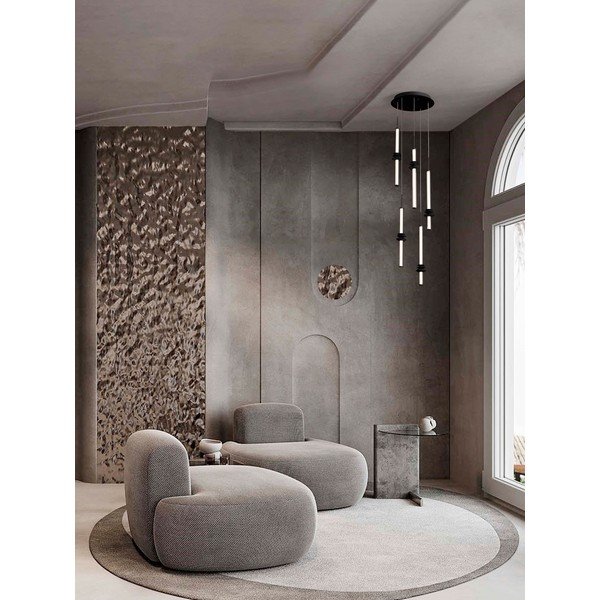 Lampadario LED nero opaco in ceramica con paralume in vetro acrilico con intensità regolabile ø 35 cm Stalactite – Nova Luce-image-1