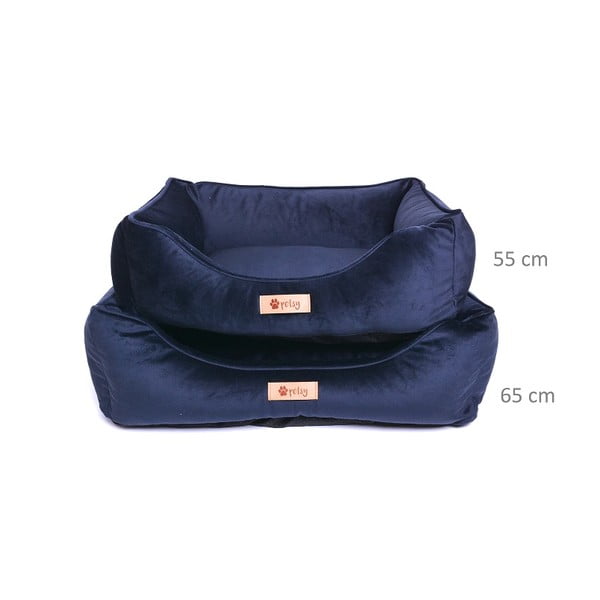 Letto in velluto blu scuro 65x50 cm Royal - Petsy-image-1