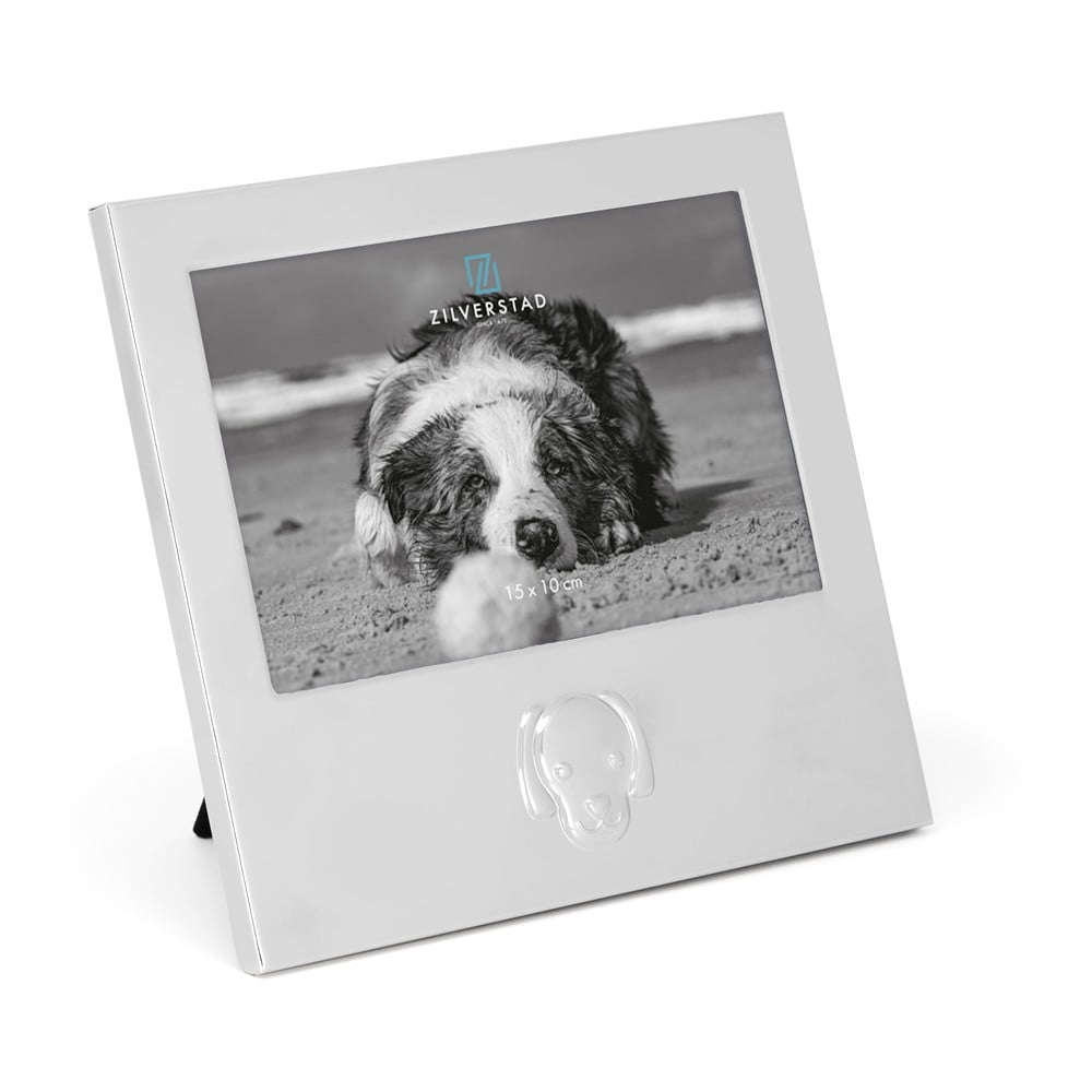 Cornice argentata in metallo verticale con sostegno 16x17 cm Dog – Zilverstad | Cornici