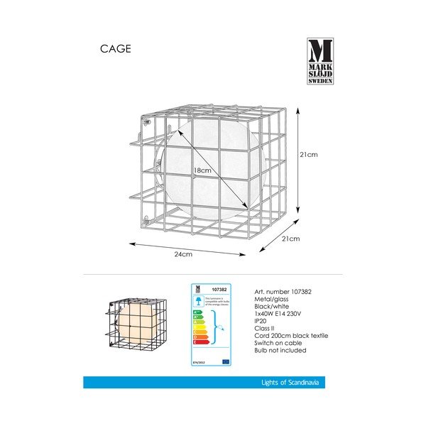 Lampada da parete nera Cage - Markslöjd-image-2
