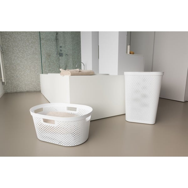 Cesto portabiancheria in plastica bianca 60 l Infinity - Curver-image-1