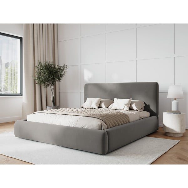 Letto matrimoniale imbottito grigio con contenitore e doghe 180x200 cm Colonel - Cosmopolitan Design-image-1