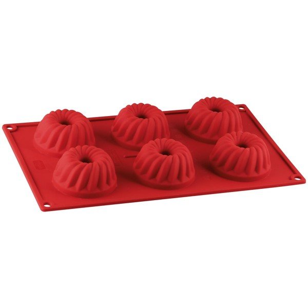 Stampo in silicone rosso per 6 mini bundt cake Flexxibel Love - Dr. Oetker