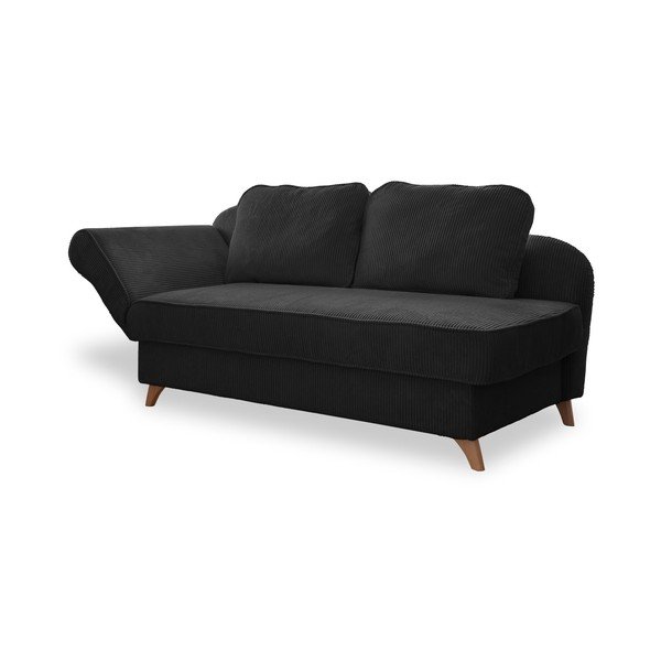 Chaise longue color antracite (con penisola a sinistra) con rivestimento in velluto a coste Chic Charlotte – Miuform