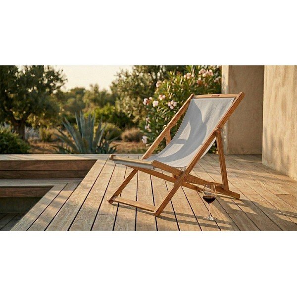Sdraio da giardino grigia/di colore naturale in legno massiccio Dionysus – Bonami Essentials-image-1