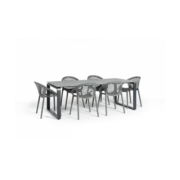 Set da pranzo da giardino per 6 persone con sedia Joanna grigia e tavolo Strong, 210 x 100 cm Strong & Joanna - Bonami Selection